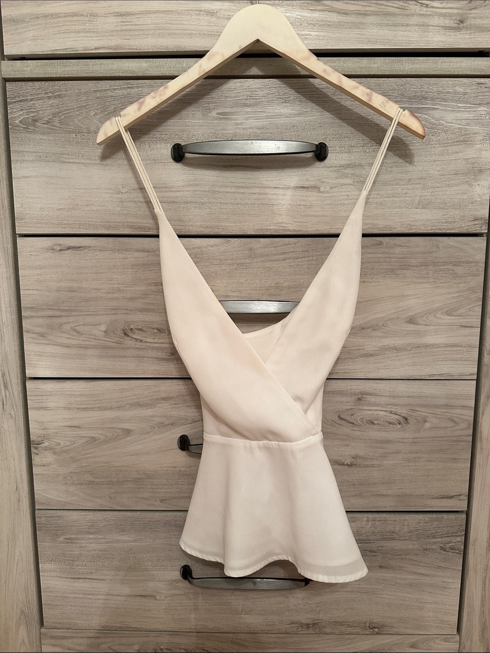 Finders Keepers Cream Wrap Peplum Cami Top